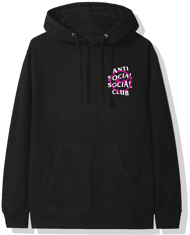 Anti Social Social Club x Fragment Pink Bolt Hoodie (FW19) Black Men's ...