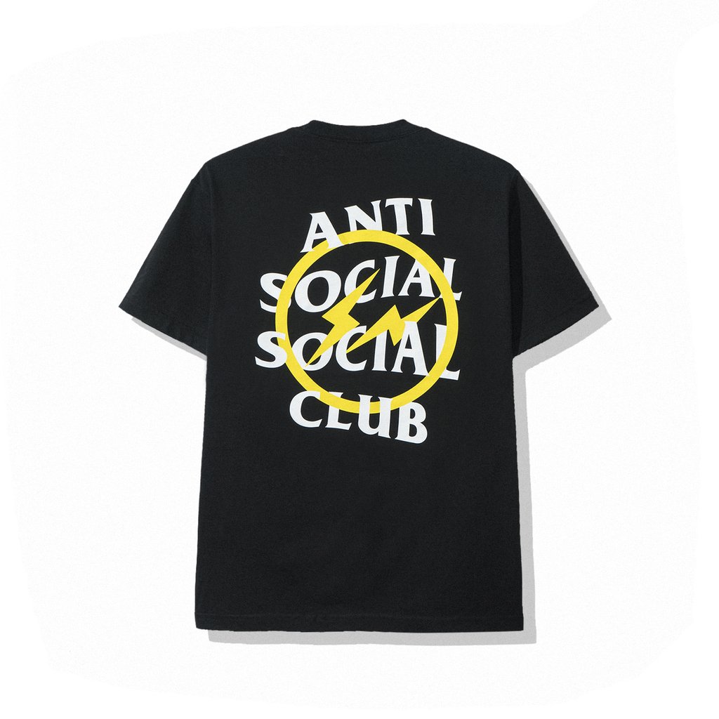 Anti Social Social Club x Fragment Yellow Bolt Tee (FW19) Black