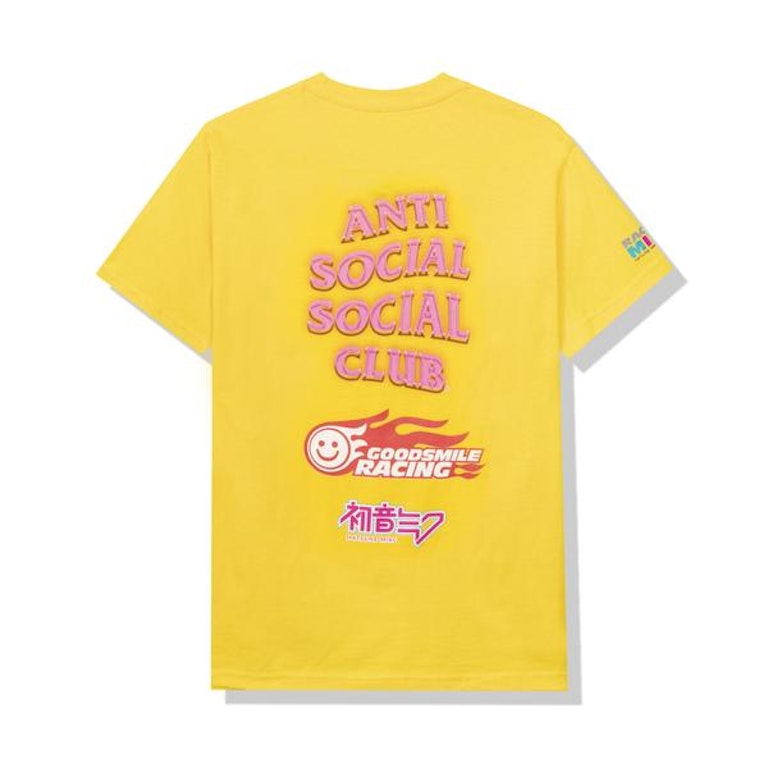 Pre-owned Anti Social Social Club X Good Smile Racing Logo T-shirt Yellow