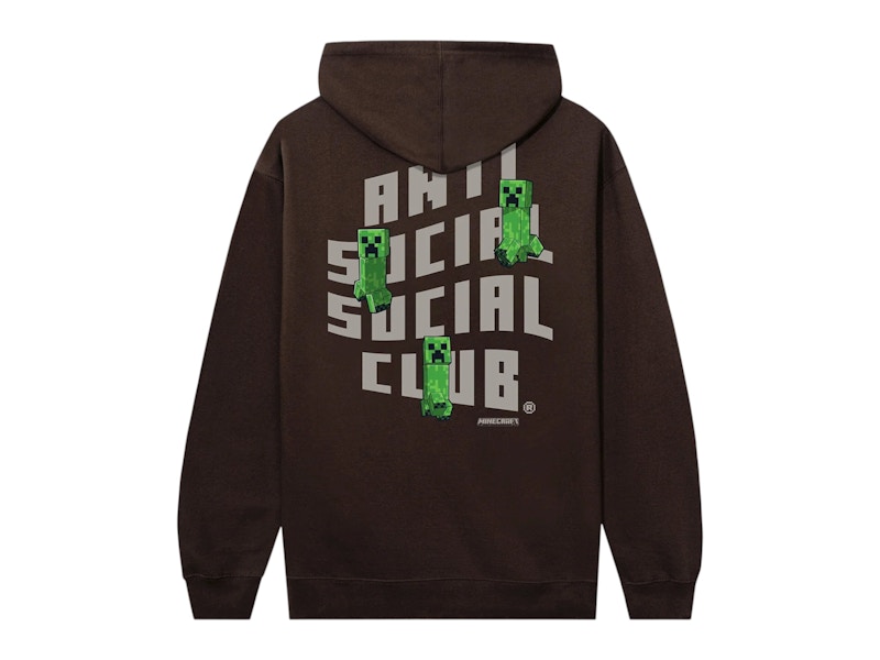 Anti Social Social Club x Minecraft Creeper Logo Hoodie Brown