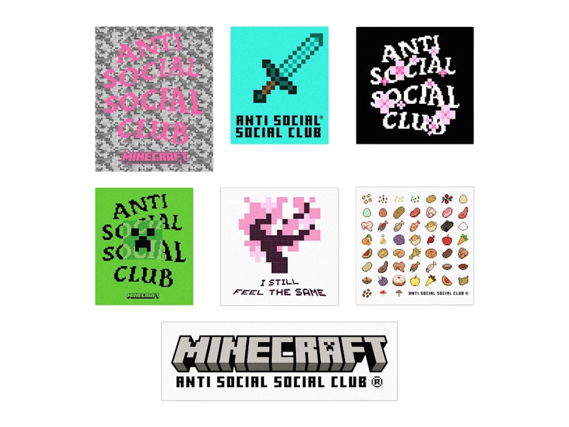 Anti Social Social Club x Minecraft Sticker Multicolor