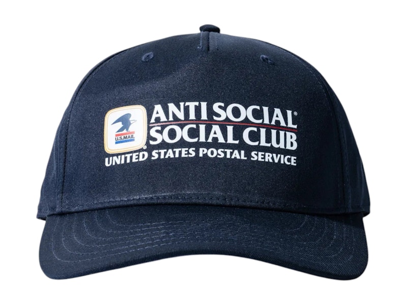 Pre-owned Anti Social Club Men's X Usps Priority Hat In Blue