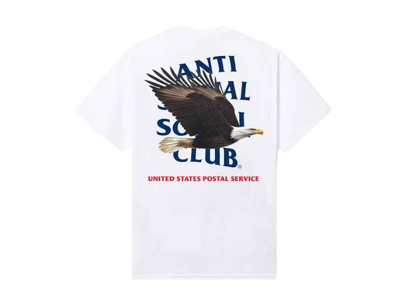 Pre-owned Anti Social Club Men's X Usps Priority Tee Shirt In White