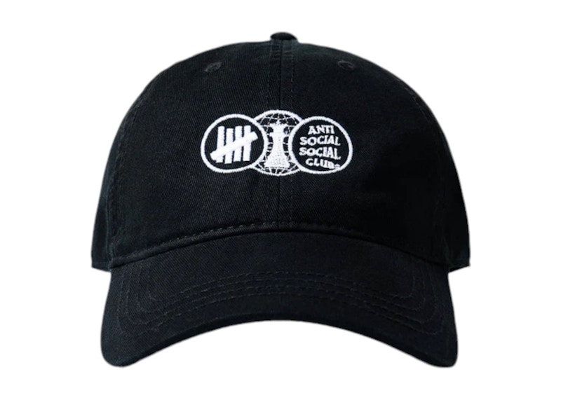 Pre-owned Anti Social Club Men's X Undefeated Position Dad Hat In Black