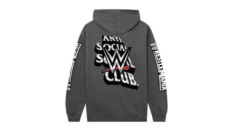 Pre-owned Anti Social Club Men's X Wwe Wrestlemania Hoodie In Charcoal