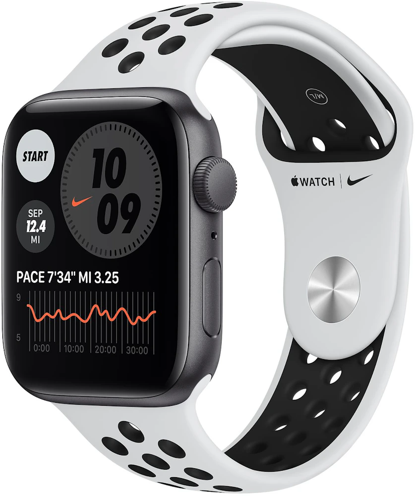 Autonom Gæsterne sejle Apple Watch Nike SE GPS 44mm Space Gray Aluminum with Pure Platinum Black  Sport Band A2352 - 44mm in Aluminum - US