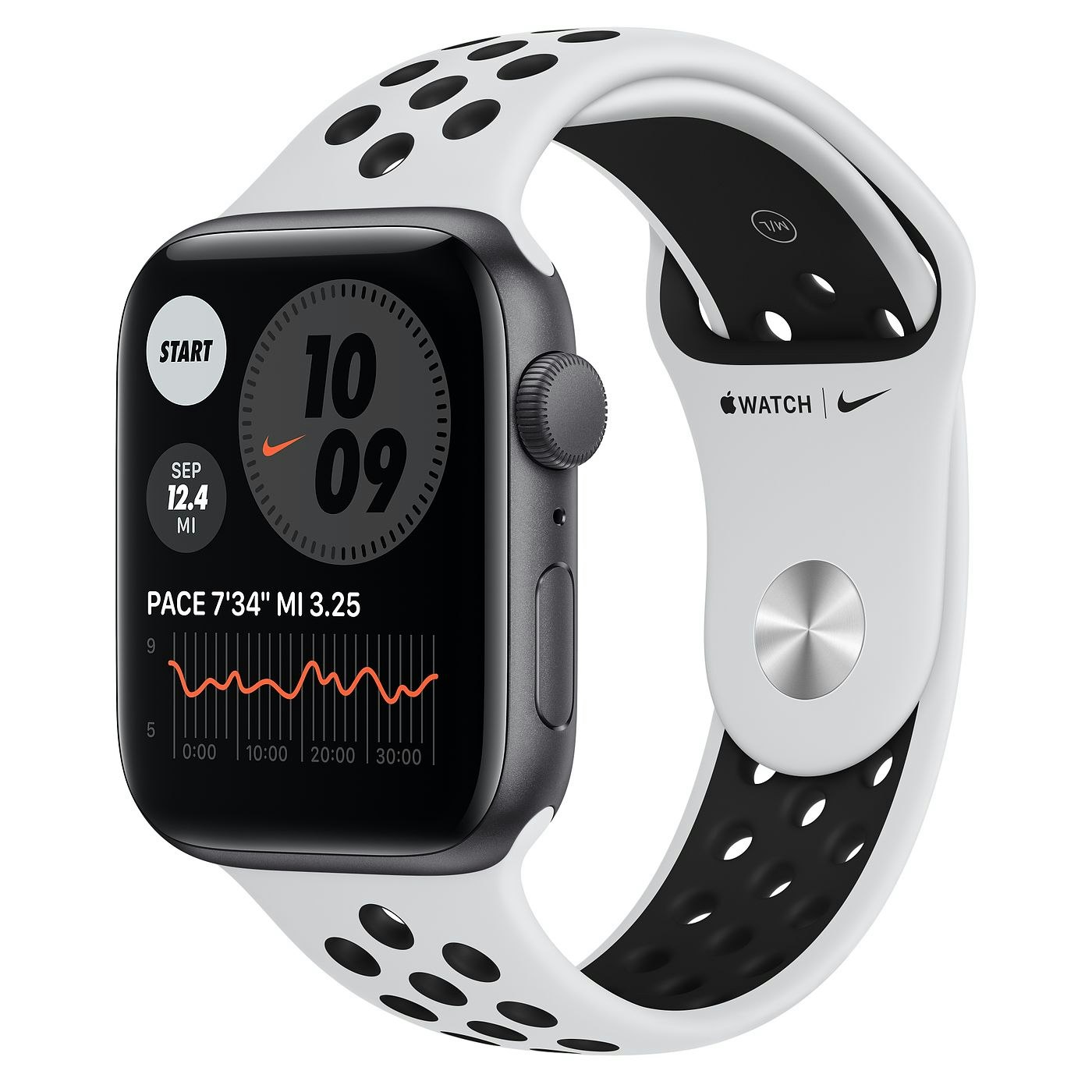 Apple Watch Nike SE GPS 44mm Space Gray Aluminum with Pure Platinum Black  Sport Band A2352 - 44mm in Aluminum