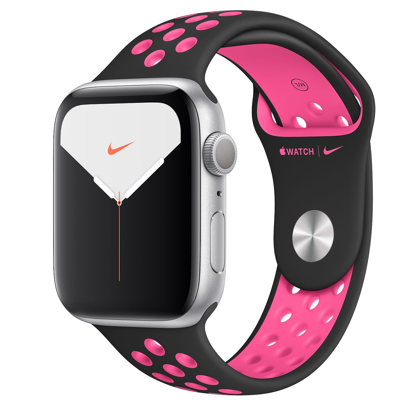 Apple Watch Nike Series 5 GPS 44mm Silver Aluminum with Black Pink