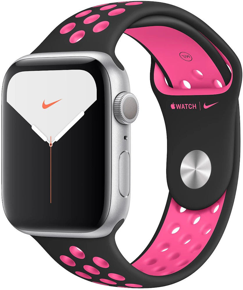 Apple Watch Series 5 44mm Silver Aluminum with Black Pink Blast Band A2093 44mm in Aluminum -