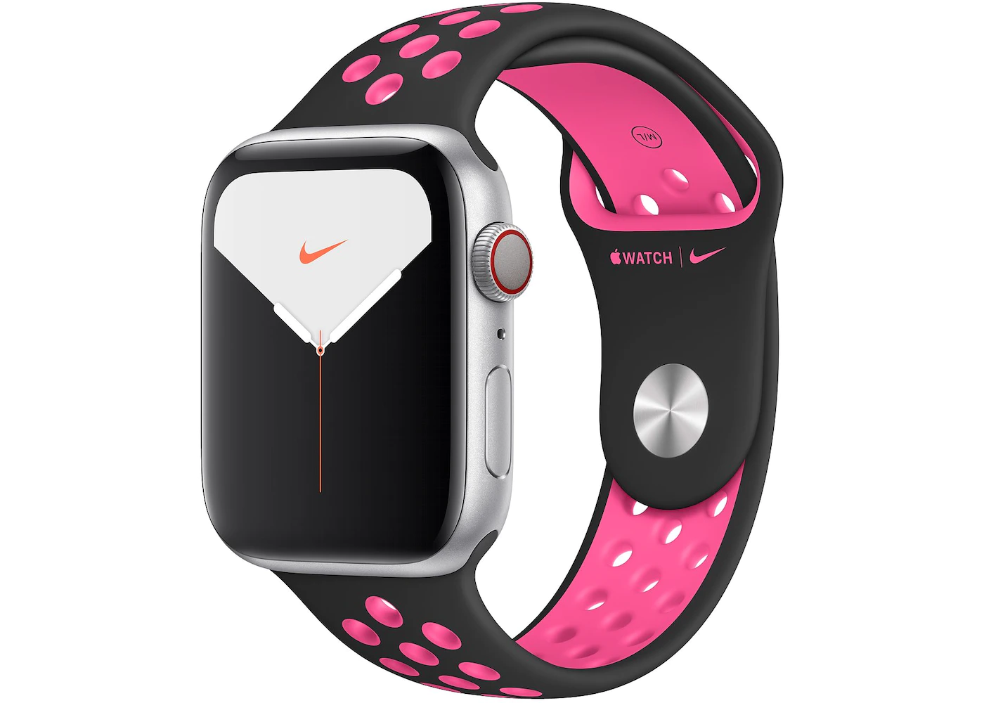 Apple Watch Nike Series GPS + Cellular 44mm Silver Aluminum with Black Pink Blast Band A2095 - 44mm in Aluminum - US