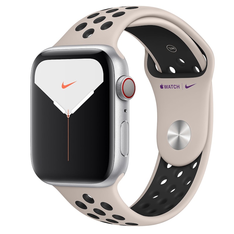 Apple Watch Nike Series 5 GPS + Cellular 44mm Silver Aluminum with Desert  Sand Black Band A2095 44mm in Aluminum - US