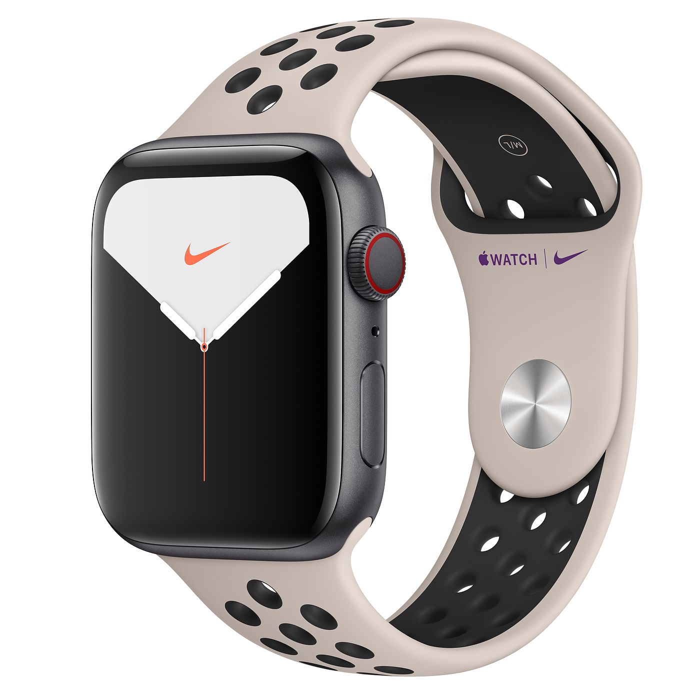 Apple Watch Nike Series 5 GPS + Cellular 44mm Space Gray Aluminum with  Desert Sand Black Band A2095 44mm in Aluminum - JP