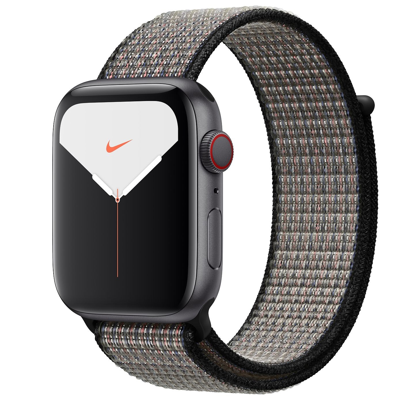 Apple Watch Nike Series 5 GPS + Cellular 44mm Space Gray Aluminum with  Royal Pulse Lava Glow Loop A2095 - 44mm in Aluminum