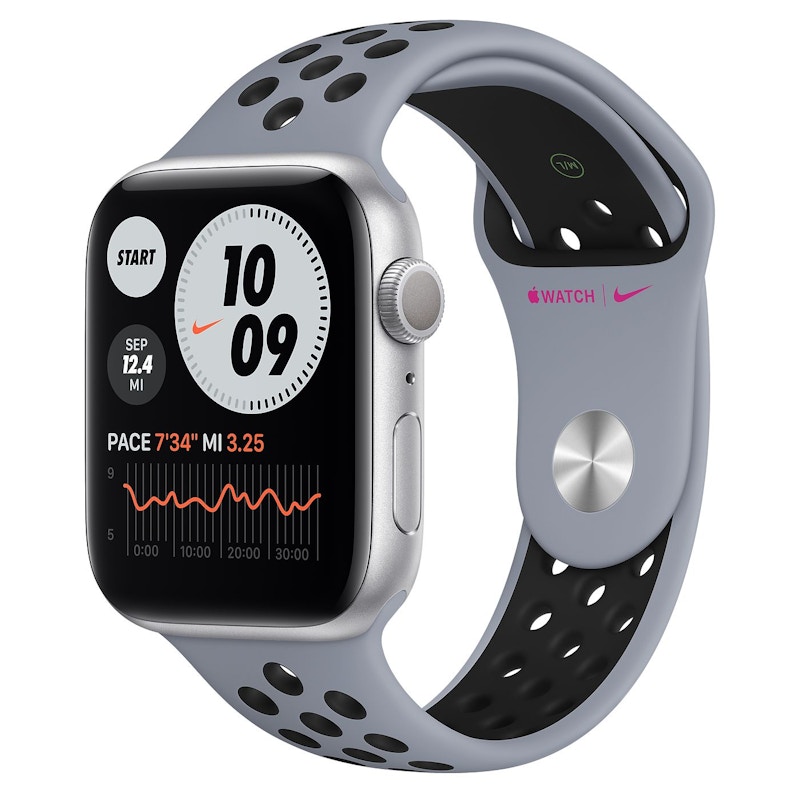 Apple Watch Nike Series 6 GPS 44mm Silver Aluminum with Obsidian ...