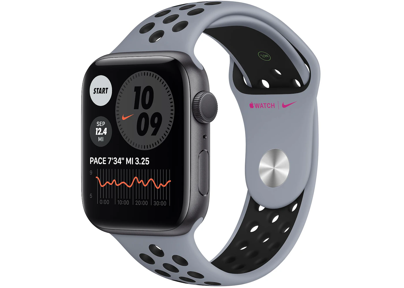 Apple Watch Nike Series 6 GPS 44mm Space Gray Aluminum with Obsidian Mist Black Sport Band A2292