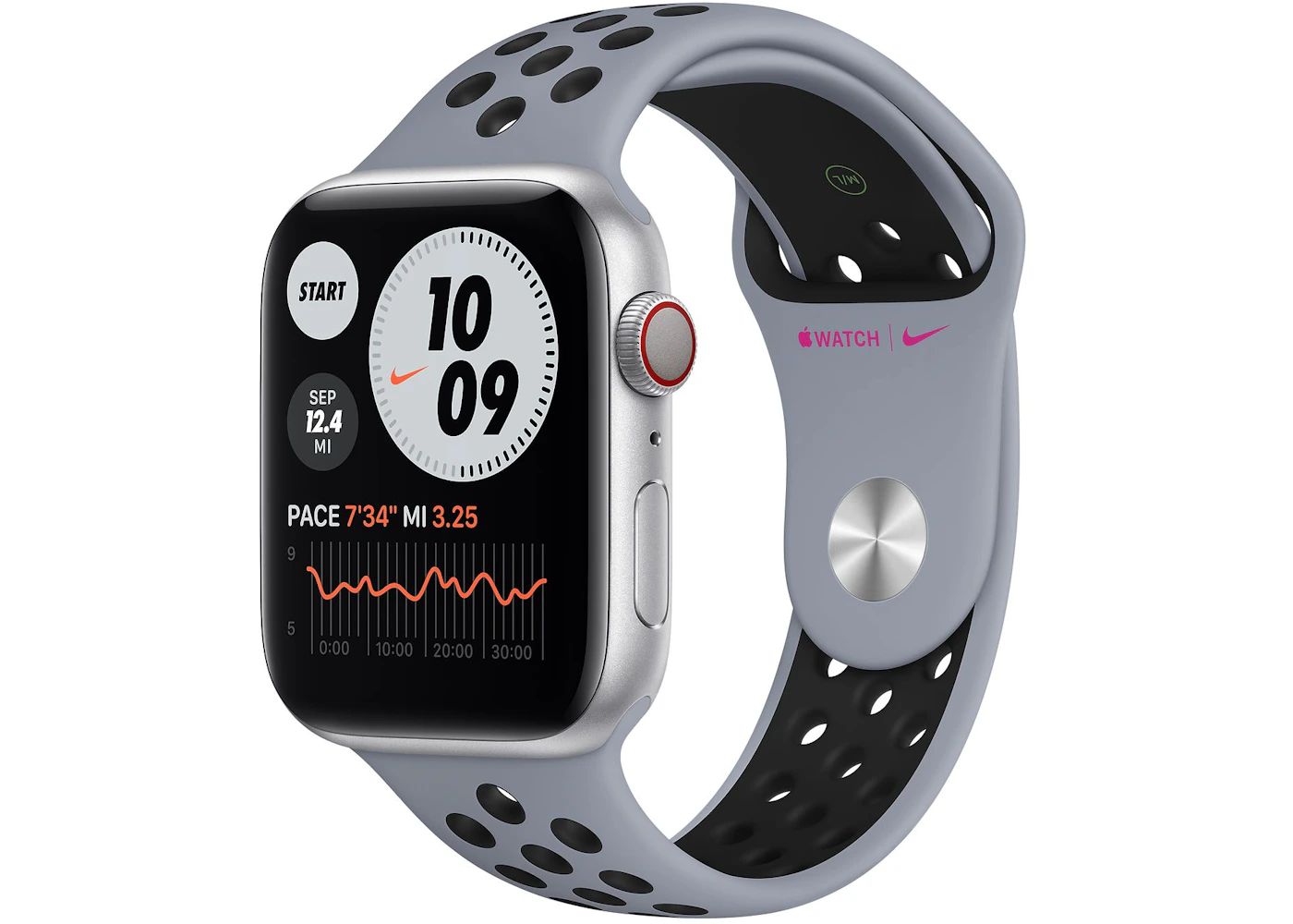 Apple Watch Nike Series 6 Gps Cellular 44mm Silver Aluminum With Obsidian Mist Black Sport Band 294 44mm In Aluminum Apple Watch Nike Series 6 Gps Cellular 44mm Silver Aluminum With Obsidian Mist Black Sport Band 294 44mm In Aluminum