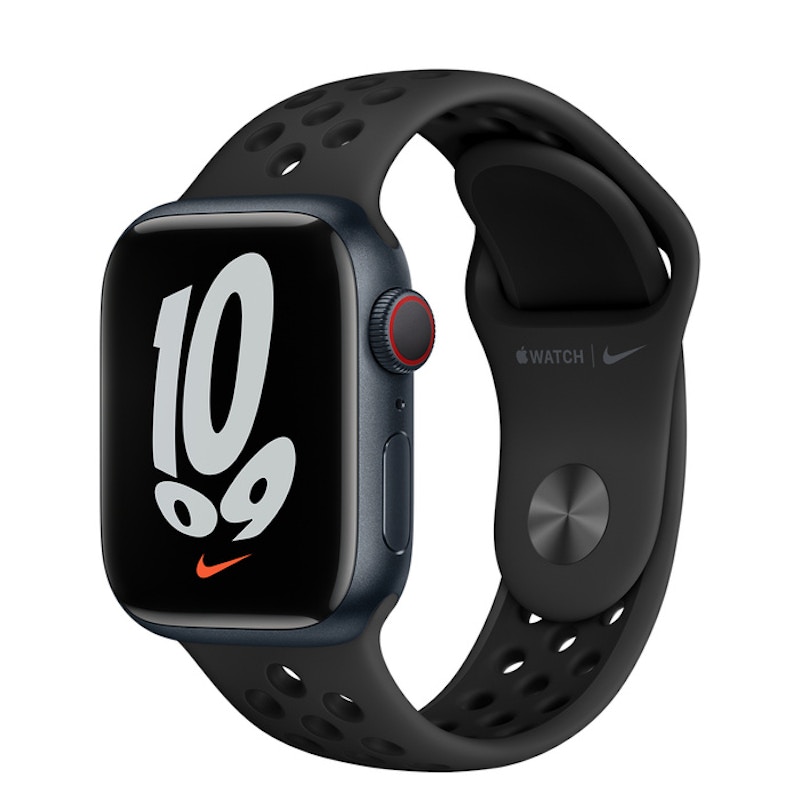 Apple Watch Nike Series 7 GPS Cellular 41mm Midnight Aluminum with Nike Black Sport Band A2475 41mm in Aluminum GB