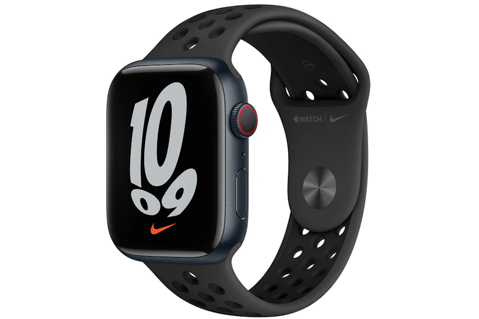 Apple Watch Nike Series 7 GPS + Cellular 45mm Midnight Aluminum with Nike Black Sport Band A2477