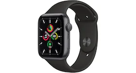 Apple Watch SE GPS 44mm Space Gray Aluminum with Black Sport Band A2352