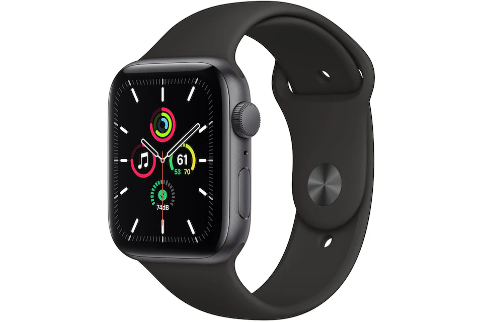Apple Watch SE GPS 44mm Space Gray Aluminum with Black Sport Band A2352