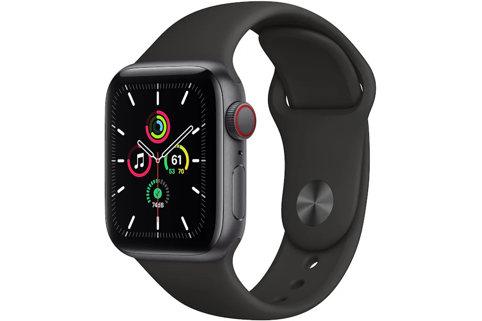 Apple Watch SE GPS + Cellular 40mm Space Gray Aluminum with Black Sport Band A2353