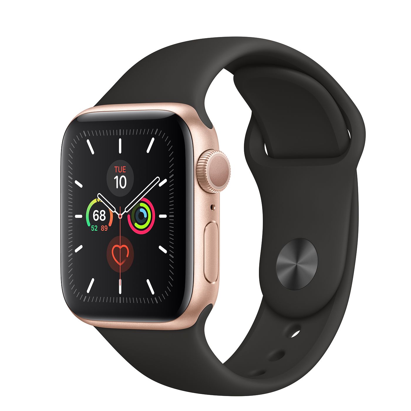 Apple Watch Series 5 GPS 40mm Gold Aluminum with Black Sport Band ...