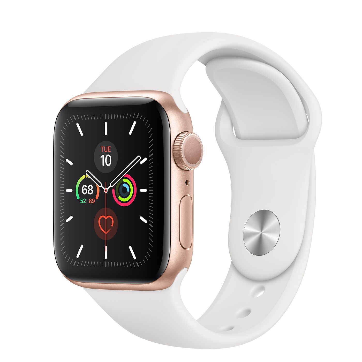 Apple Watch Series 5 GPS 40mm Gold Aluminum with White Sport Band ...