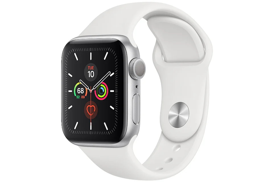 Apple Watch Series 5 GPS 40mm Silver Aluminum with White Sport Band A2092