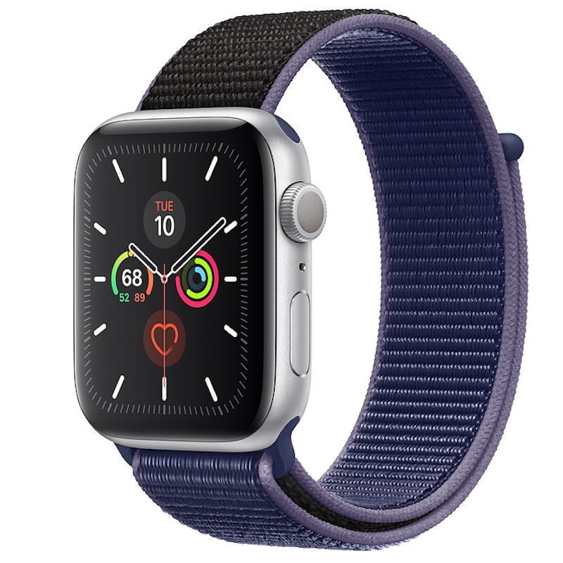 Apple Watch Series 5 GPS 44mm Silver Aluminum with Midnight Blue Sport Loop  A2093 44mm in Aluminum - US