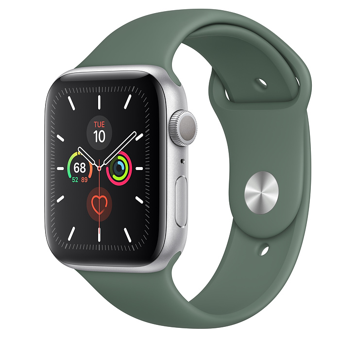 Apple Watch Series 5 GPS 44mm Silver Aluminum with Pine Green ...