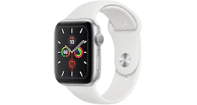 Apple Watch Series 5 GPS 44mm Silver Aluminum with White Sport Band A2093