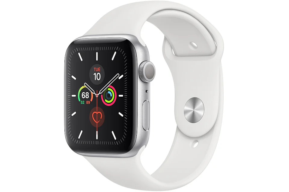 Apple Watch Series 5 GPS 44mm Silver Aluminum with White Sport Band