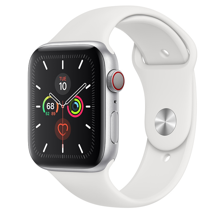 Apple Watch Series 5 GPS + Cellular 44mm Silver Aluminum with White Sport  Band A2095 44mm in Aluminum - JP