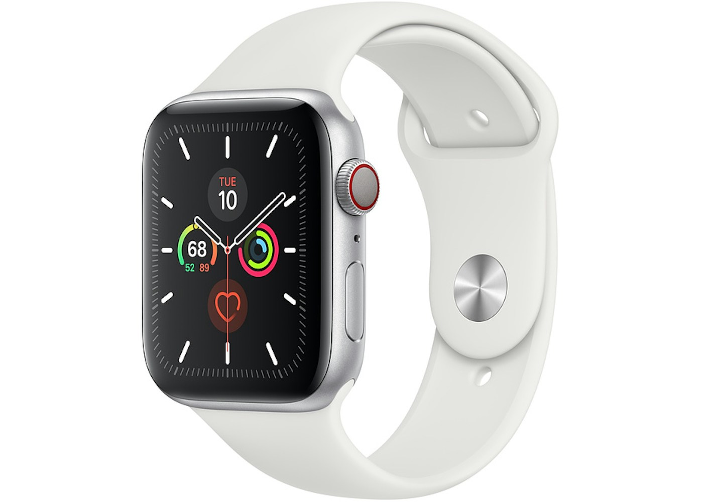 Apple Watch Series 5 GPS + Cellular 44mm Silver Aluminum with White