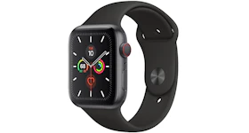 Apple Watch Series 5 GPS + Cellular 44mm Space Gray Aluminum with Black Sport Band A2095