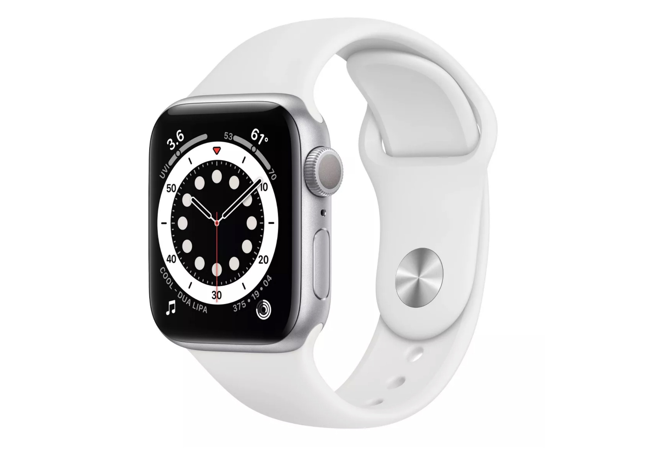 Apple Watch Series 6 GPS 40mm Silver Aluminum with White Sport Band A2291 -  40mm in Aluminum - US