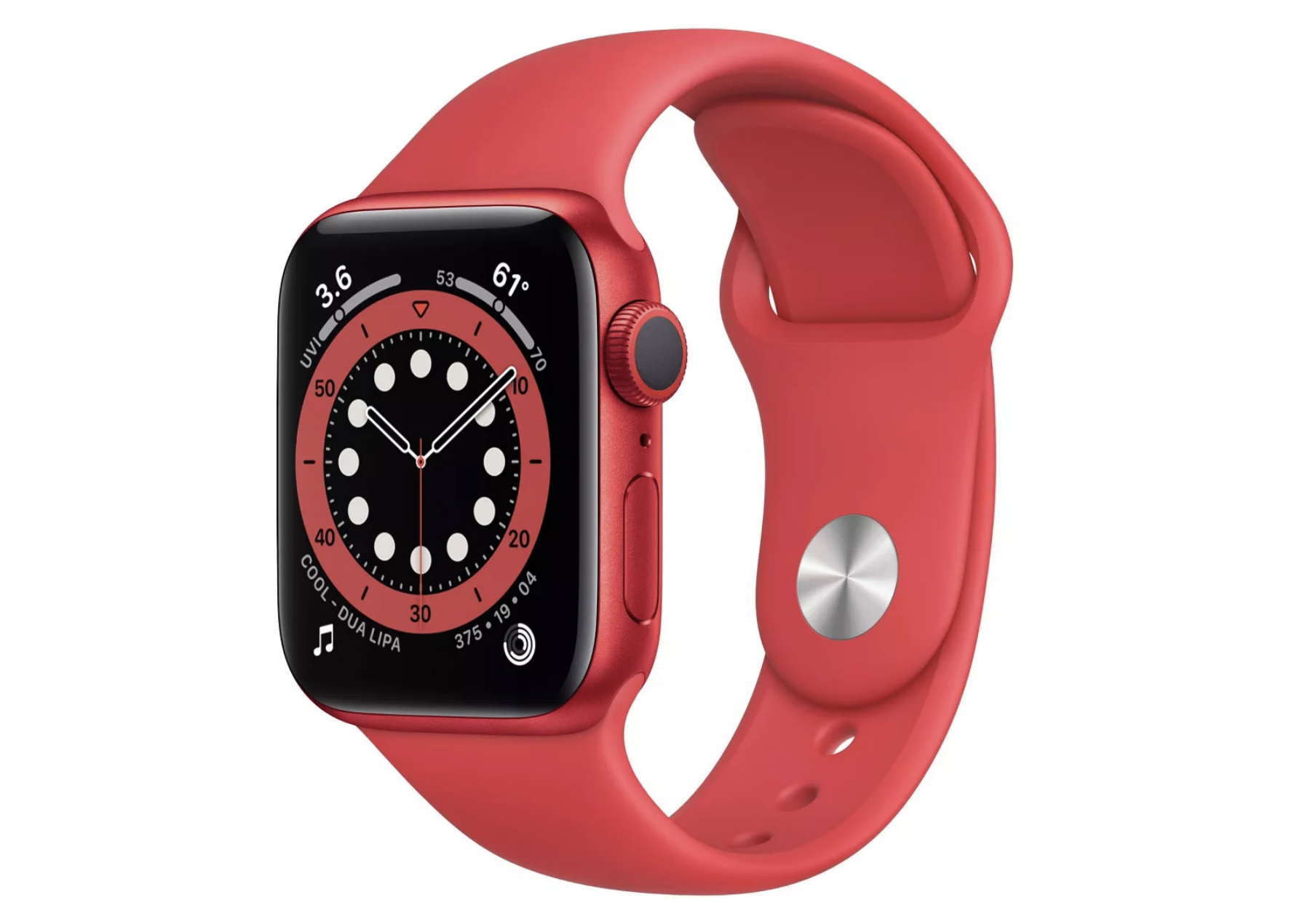 Apple Watch Series 6 GPS 44mm Red Aluminum with Red Sport Band