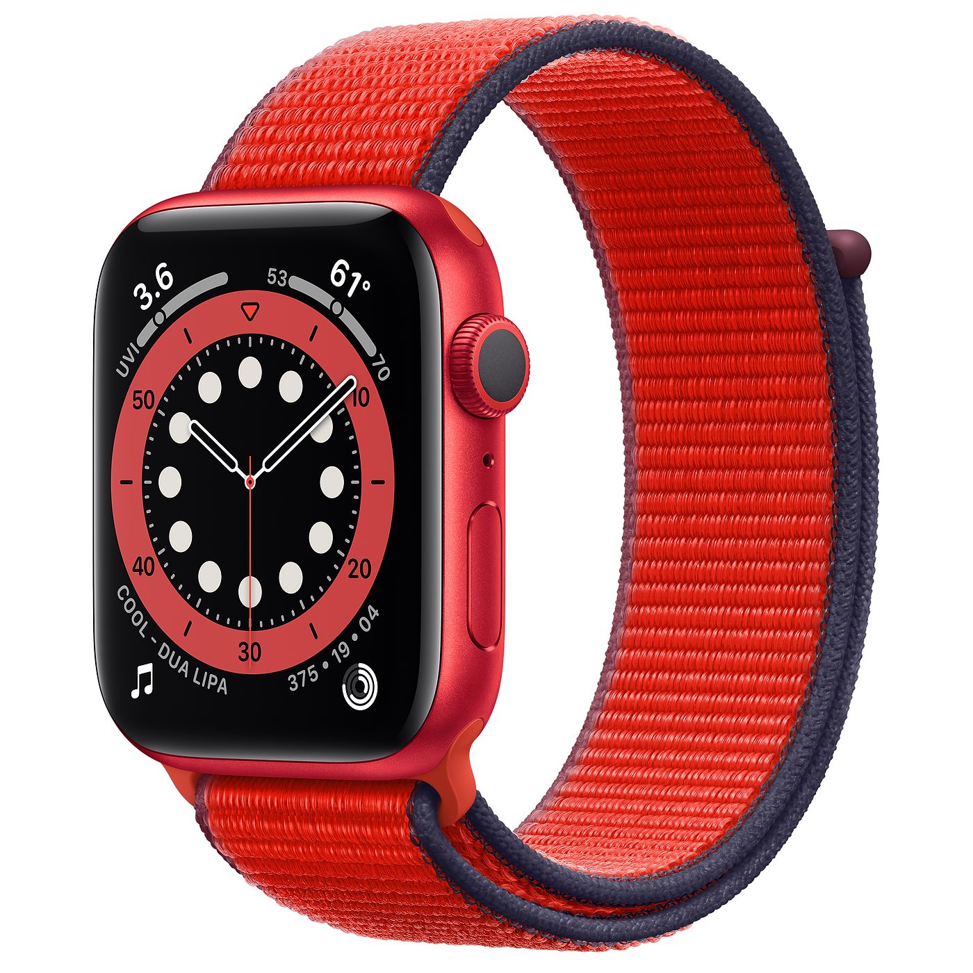 Apple Watch Series 6 GPS 44mm Red Aluminum with Red Sport Band 