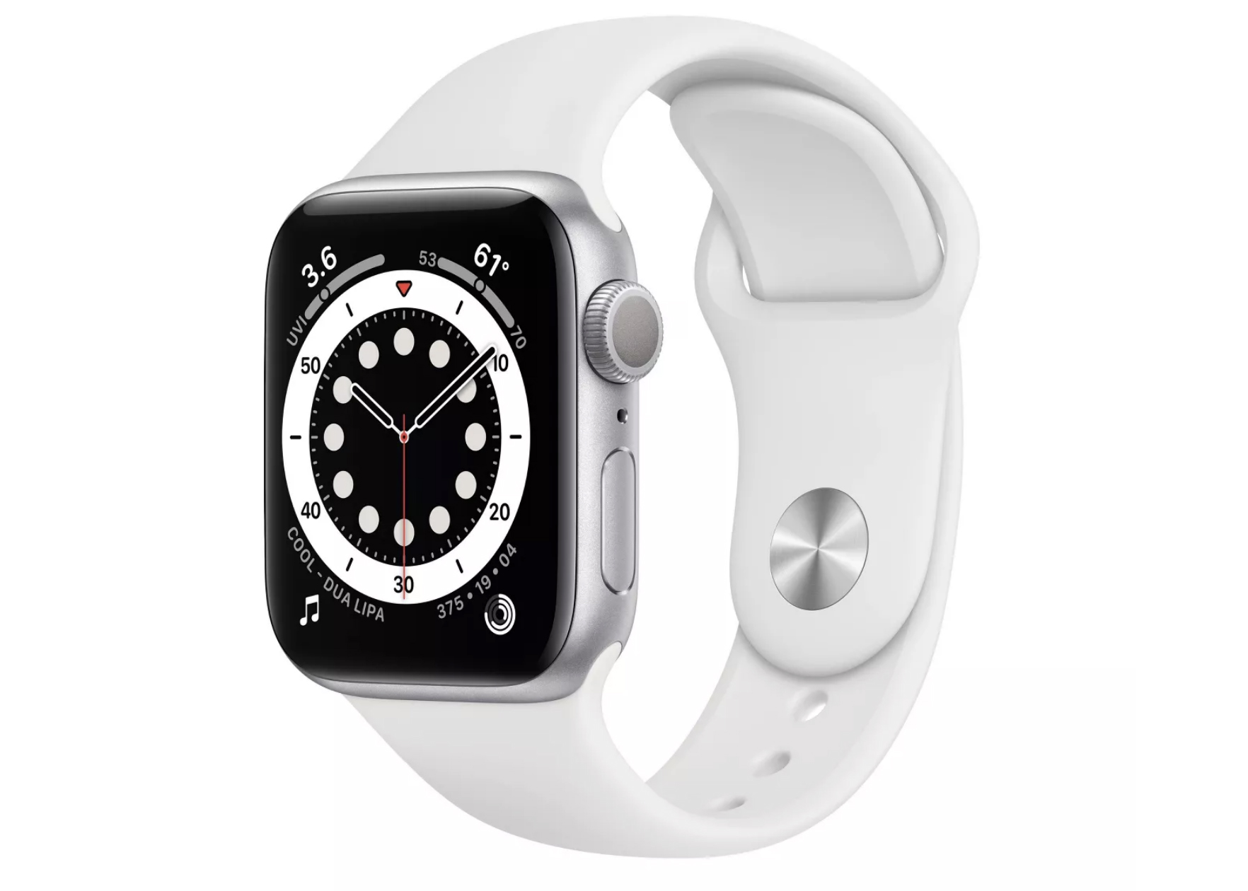 Apple Watch Series 6 GPS 44mm Silver Aluminum with White Sport 