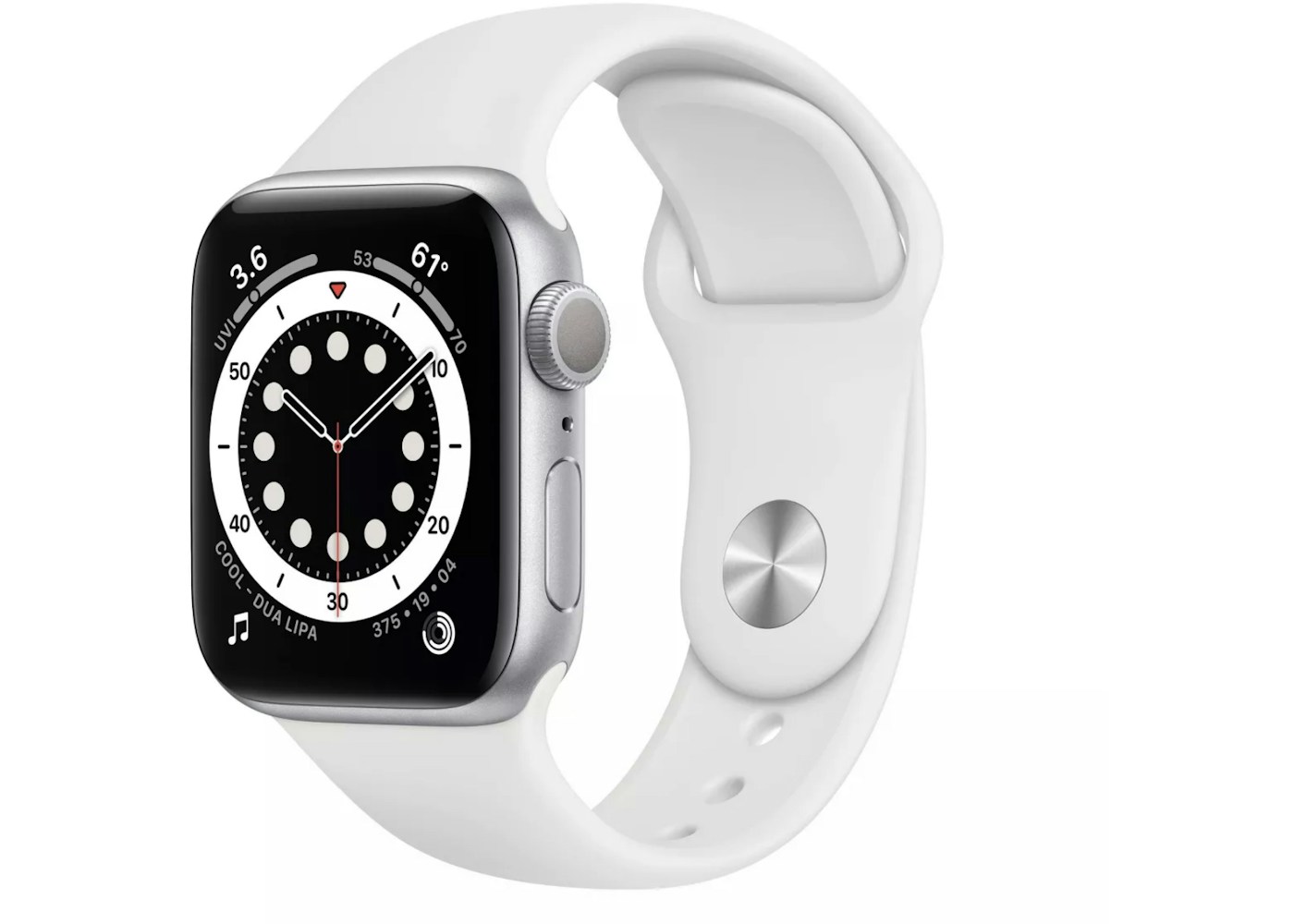 Apple Watch Series 6 GPS 44mm Silver Aluminum with White Sport Band