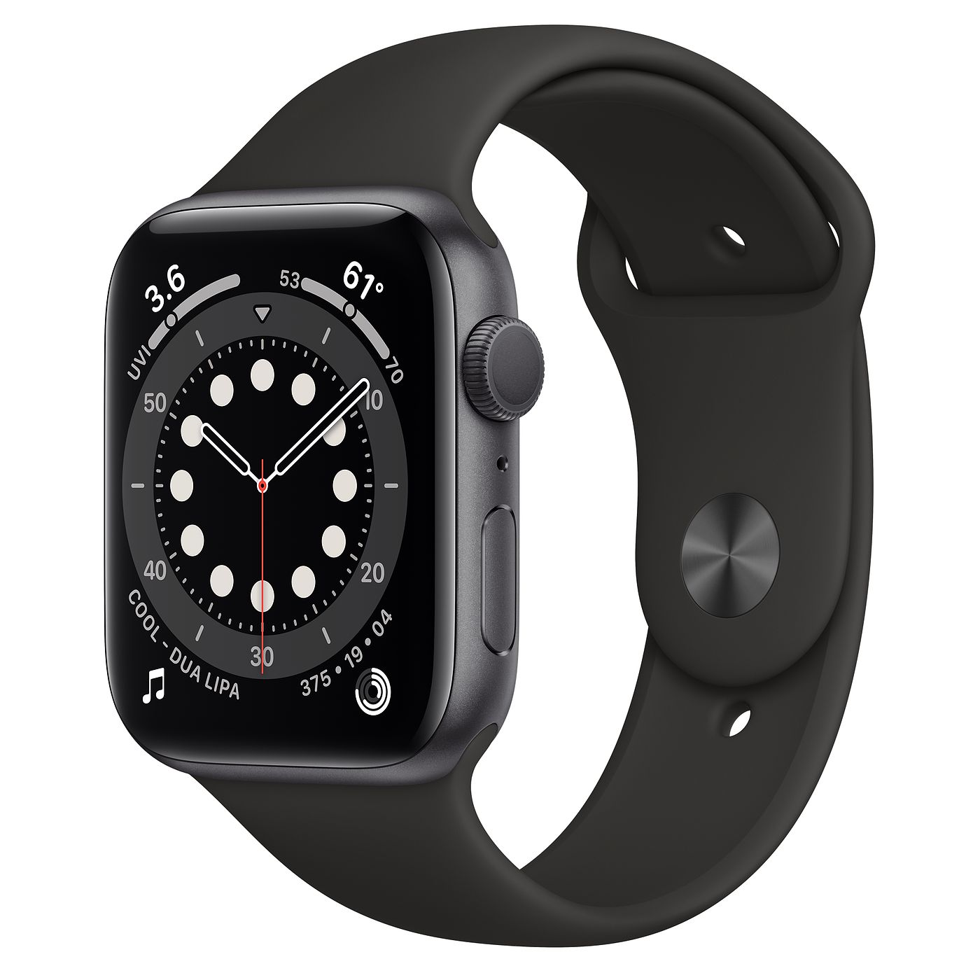 Apple Watch Series 6 GPS 44mm Space Gray Aluminum with Black Sport 
