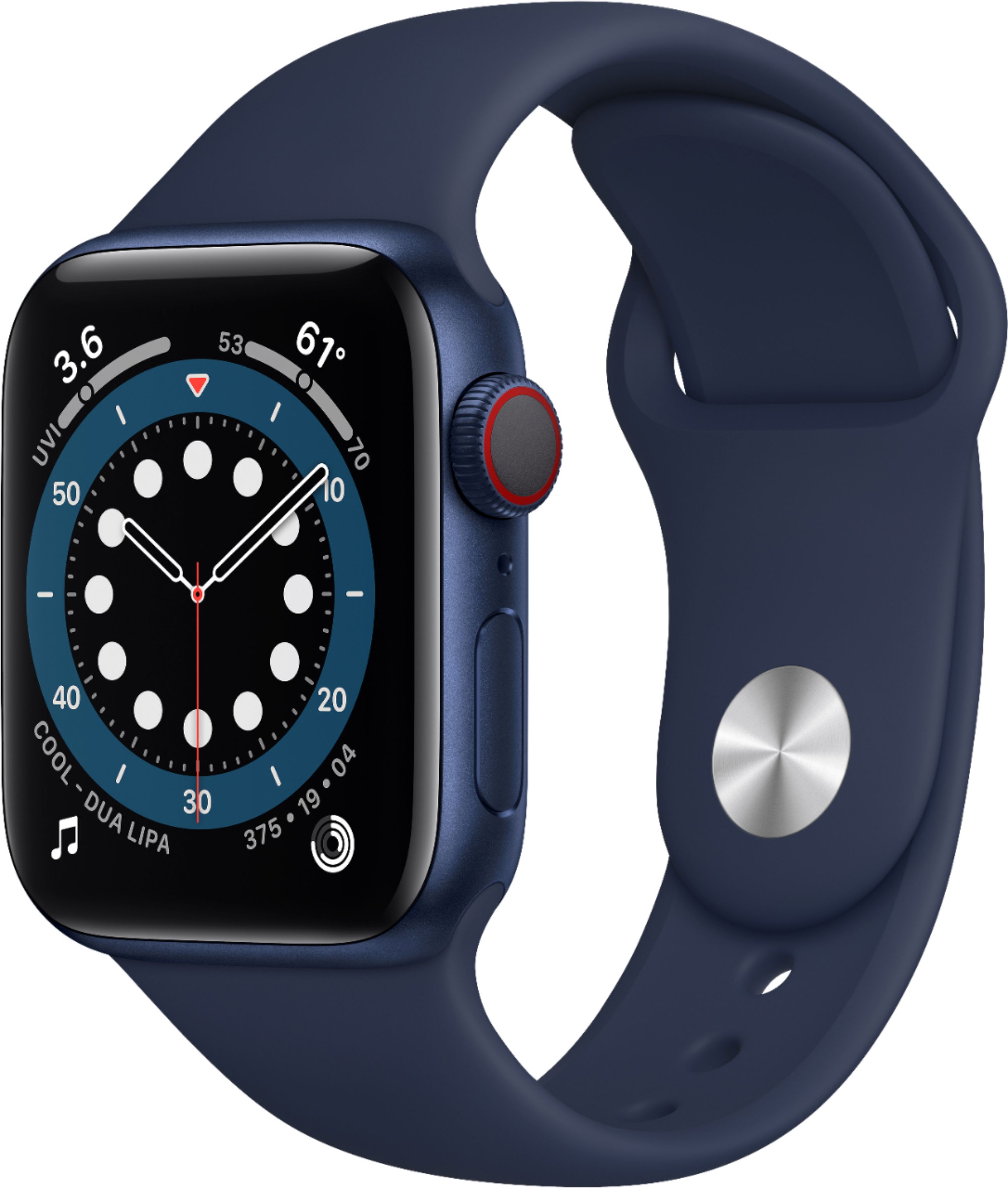 Apple Watch Series 6 GPS + Cellular 40mm Blue Aluminum with Deep Navy Sport  Band A2293 40mm in Aluminum - US
