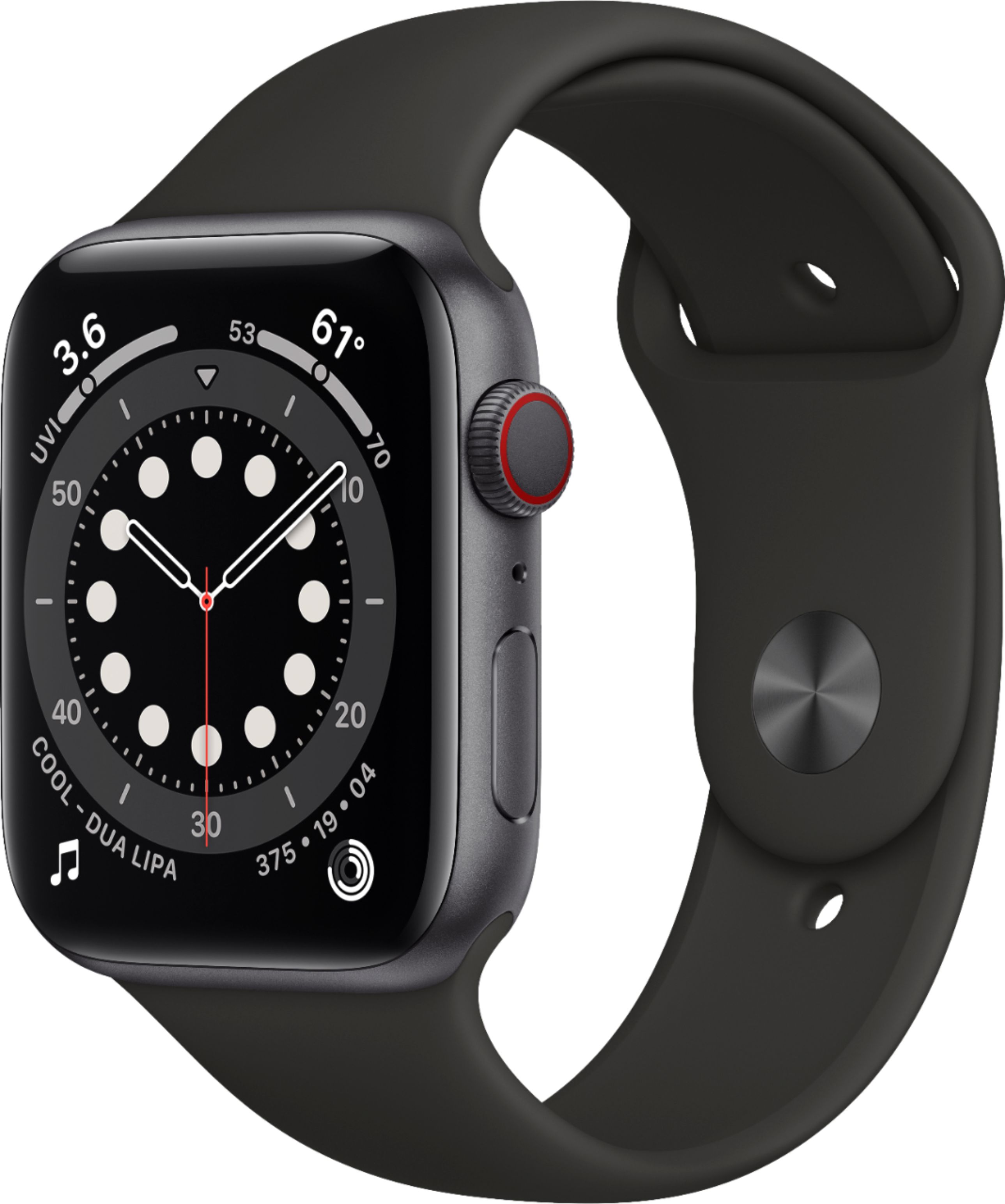 Apple Watch Series 6 GPS 44mm Space Gray Aluminum with Black Sport