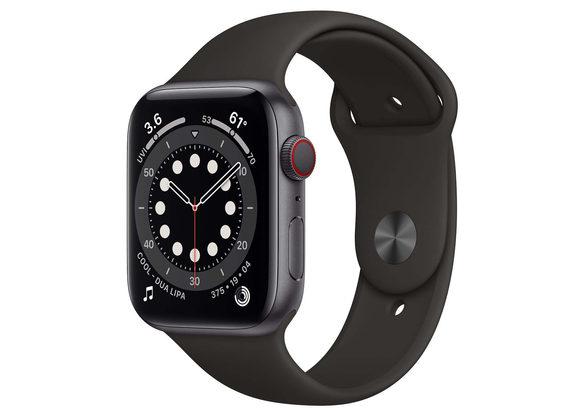 Apple Watch Series 6 GPS 44mm Space Gray Aluminum with Black Sport