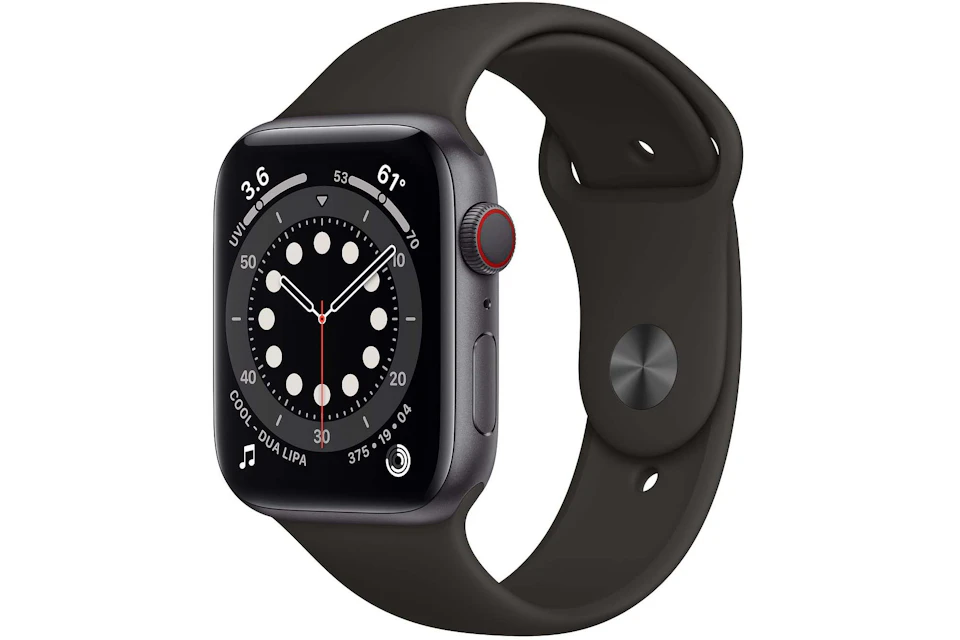 Sermon Vinegar frost Apple Watch Series 6 GPS + Cellular 44mm Space Gray Aluminum with Black  Sport Band A2376 (EU/Asia) - 44mm in Aluminum - CN