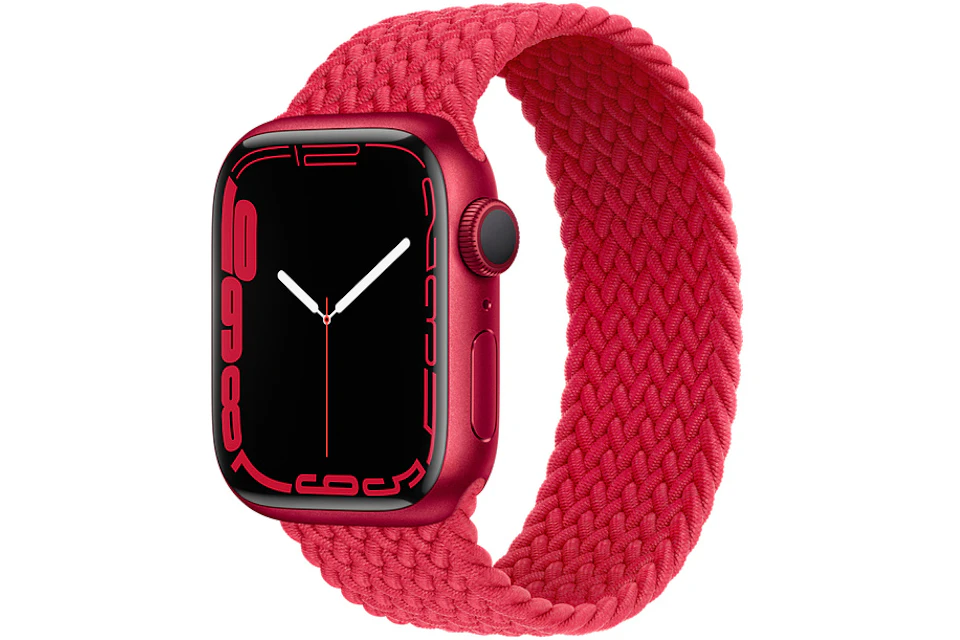 Apple Watch Series 7 GPS 41mm (PRODUCT) Red Aluminum with Red Braided Solo Loop A2473