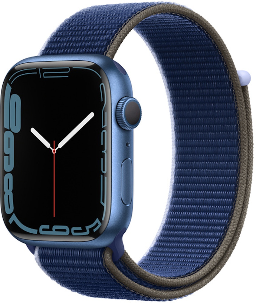 Apple Watch Series 7 GPS 45mm Blue Aluminum with Deep Navy Sport Loop A2474 - 45mm Aluminum