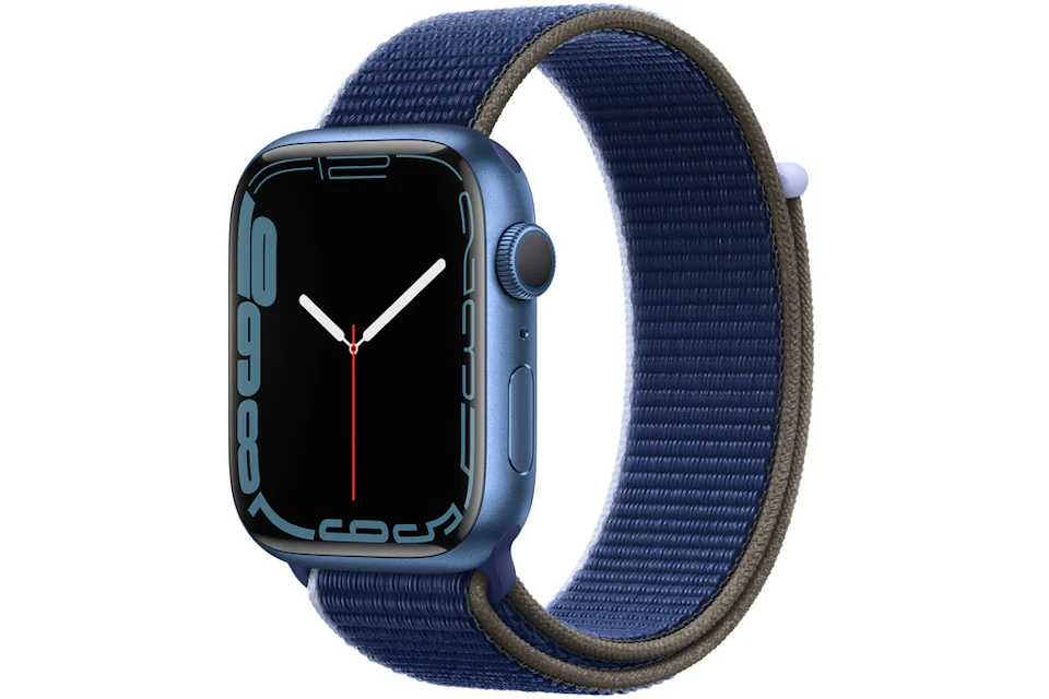 Apple Watch Series 7 GPS 45mm Blue Aluminum with Deep Navy Sport Loop A2474