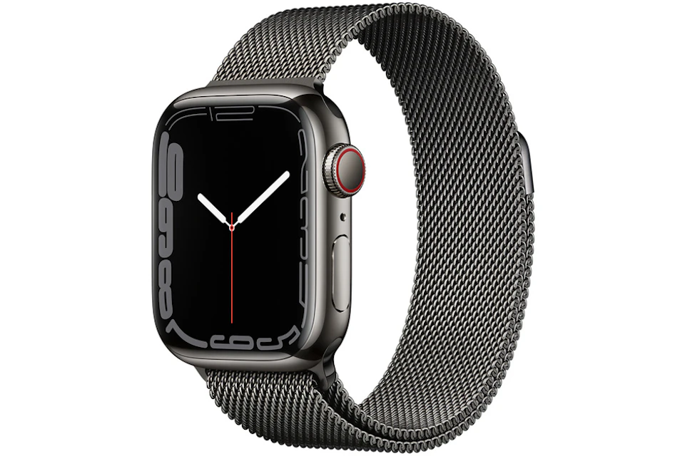 Apple Watch Series 7 GPS + Cellular 41mm Graphite Stainless Steel with Graphite Milanese Loop A2475
