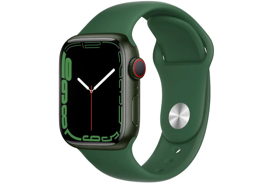 Apple Watch Series 7 GPS + Cellular 41mm Green Aluminum with Clover Sport Band MKH93LL/A